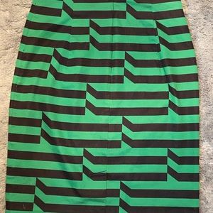 Worthington black and green striped pencil skirt size 4